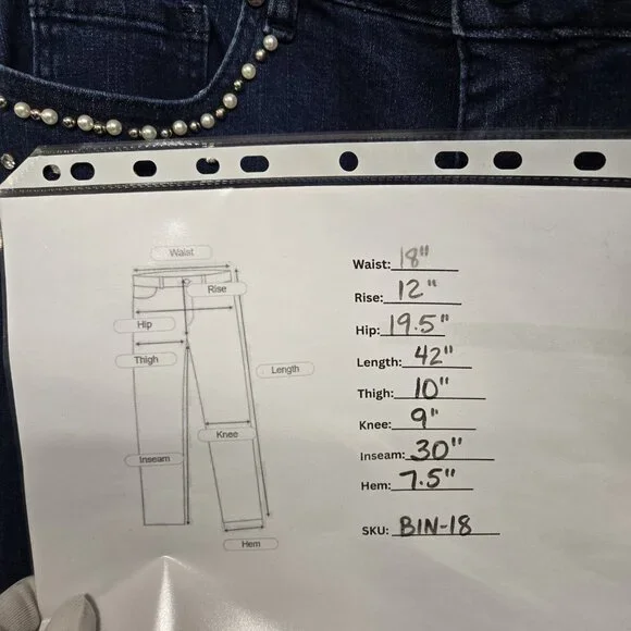 Women’s Straight Leg Dark Blue Jeans with Stud Embellishment - Picture 15 of 15